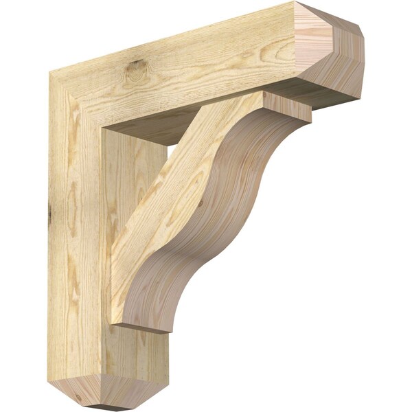 Ekena Millwork Funston Craftsman Rough Sawn Bracket w/ Offset Brace, Douglas Fir, 8"W x 28"D x 28"H BKT0806X28X28FST04RDF - main